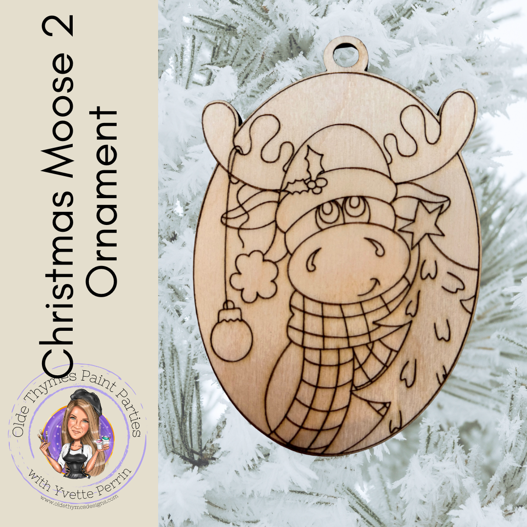 Christmas Moose 2 Ornament Blank