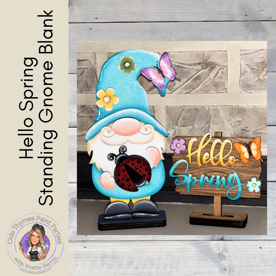 Hello Spring Standing Gnome Blank