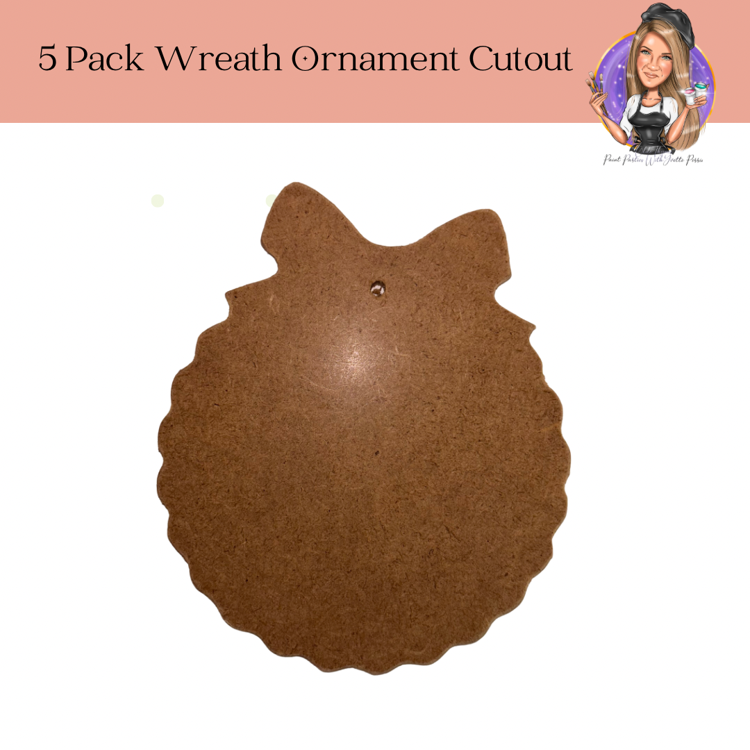 5 Pack Wreath Ornament CutOut 4"