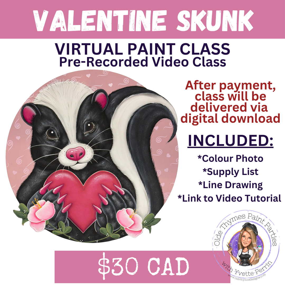Valentine Skunk Virtual Paint Class