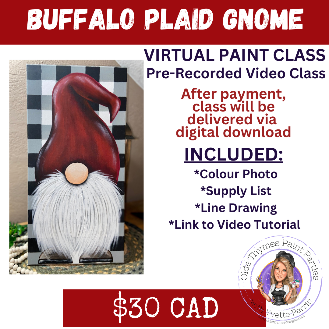 Buffalo Plaid Gnome Virtual Paint Class