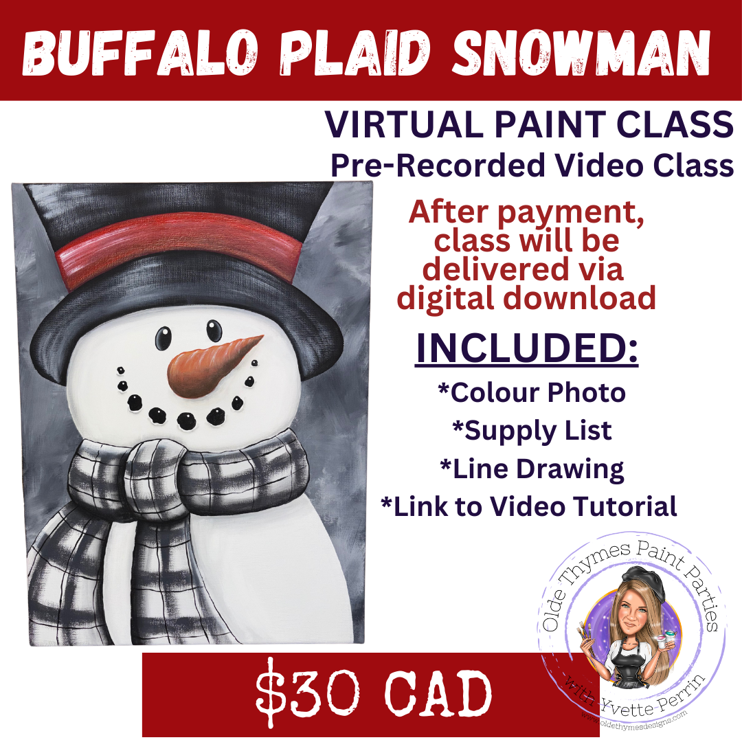 Buffalo Plaid Snowman Virtual Paint Class