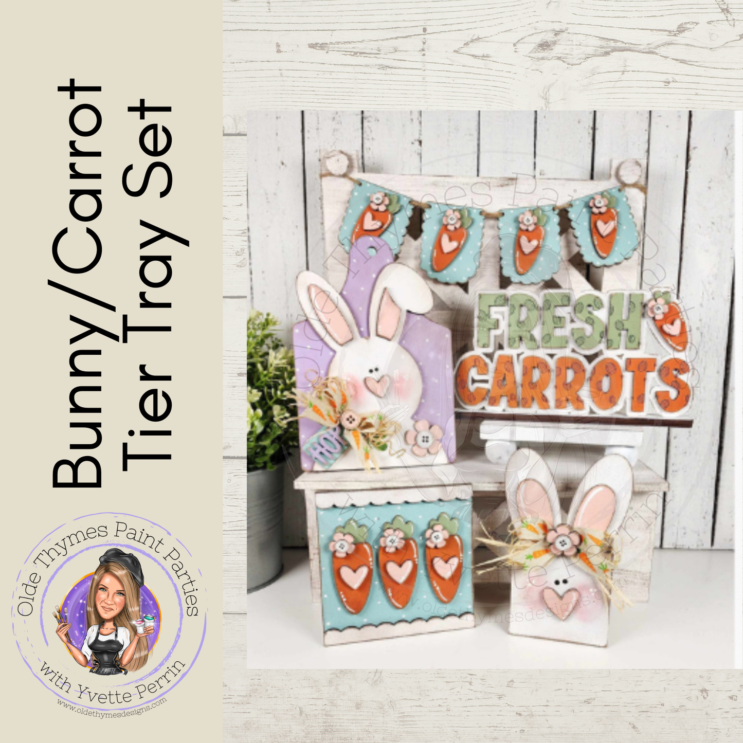 Bunny/Carrot Tier Tray Set Blank