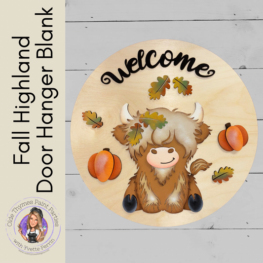 Fall Highland Door Hanger Blank