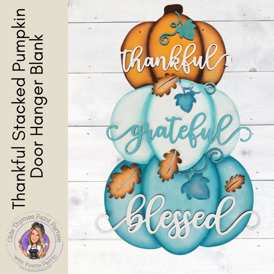 Thankful Stacked Pumpkin Door Hanger Blank