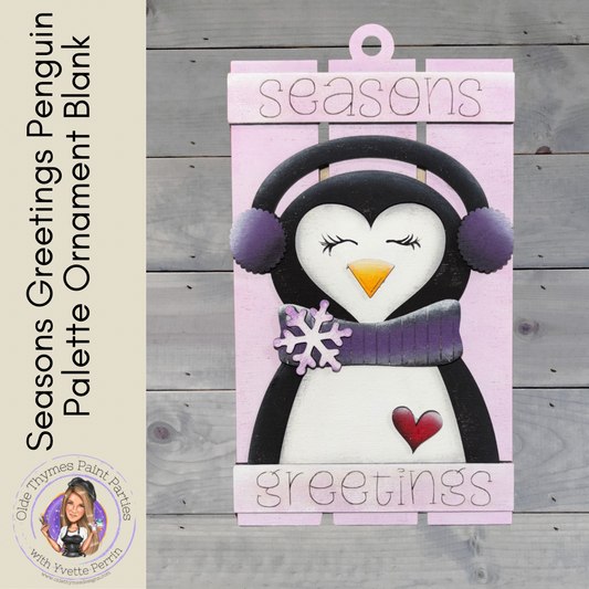 Seasons Greetings Penguin Palette Ornament Blank