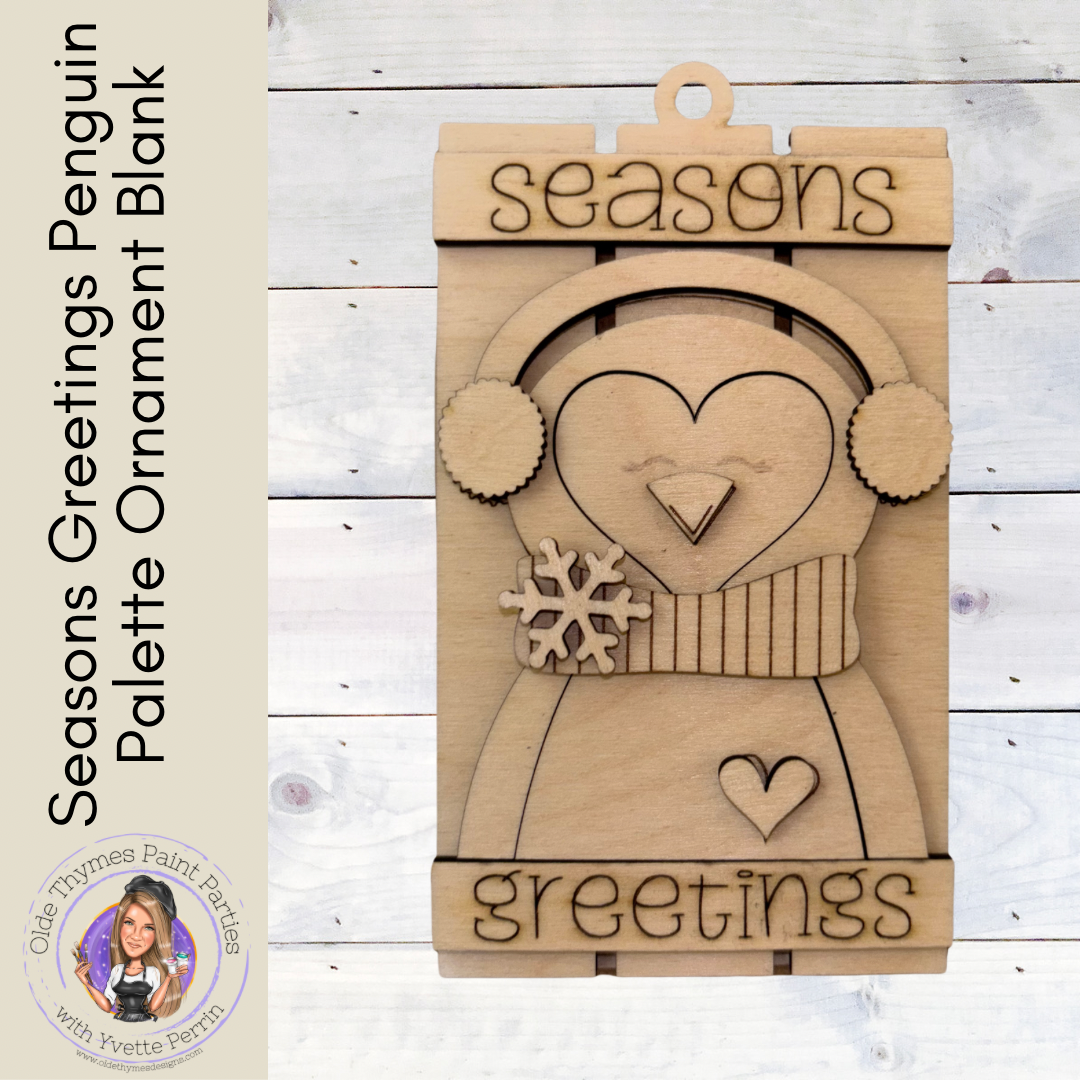 Seasons Greetings Penguin Palette Ornament Blank