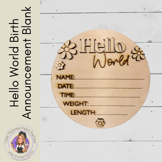 Hello World Birth Announcement Blank