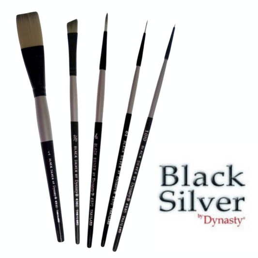 Dynasty Black Silver Brushes (Set of 5)