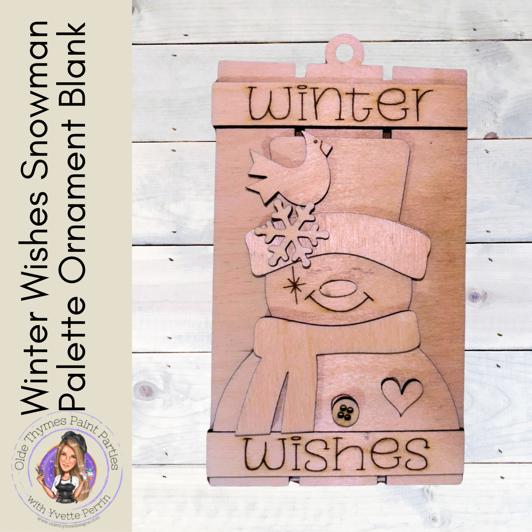 Winter Wishes Snowman Palette Ornament Blank