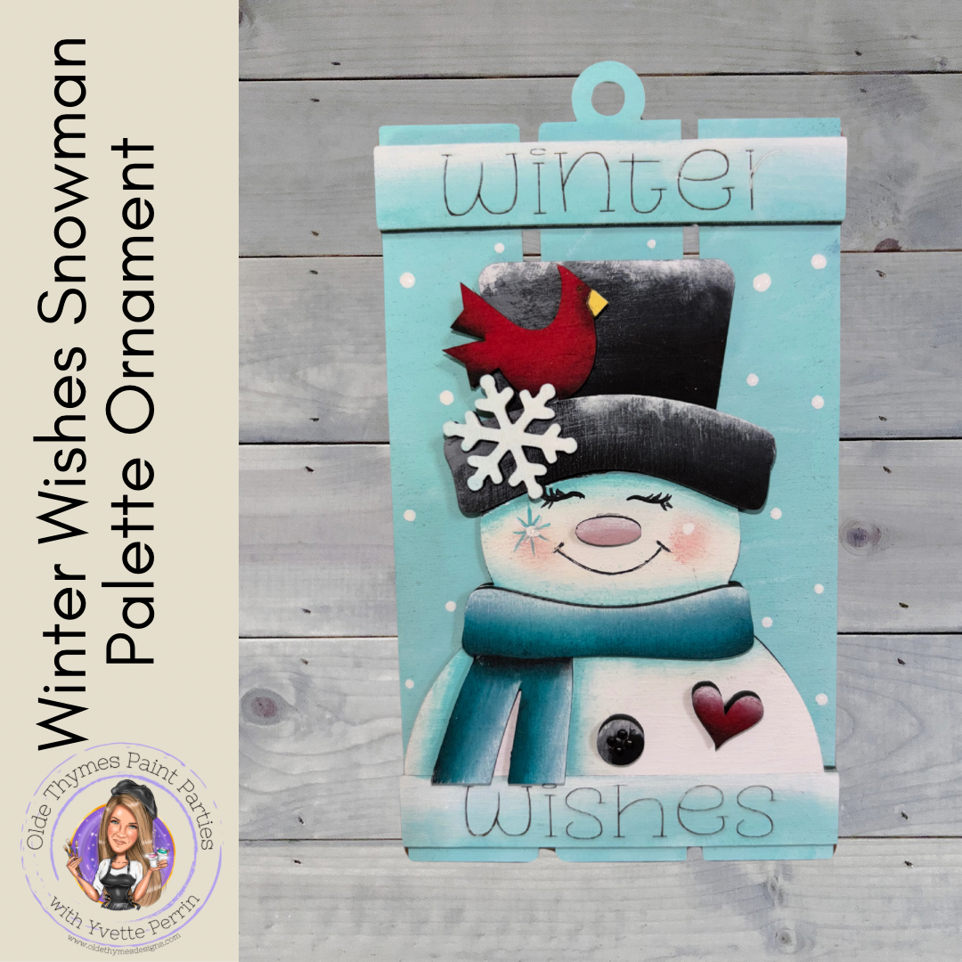 Winter Wishes Snowman Palette Ornament (Painted)