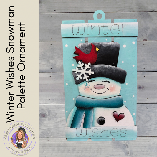 Winter Wishes Snowman Palette Ornament (Painted)