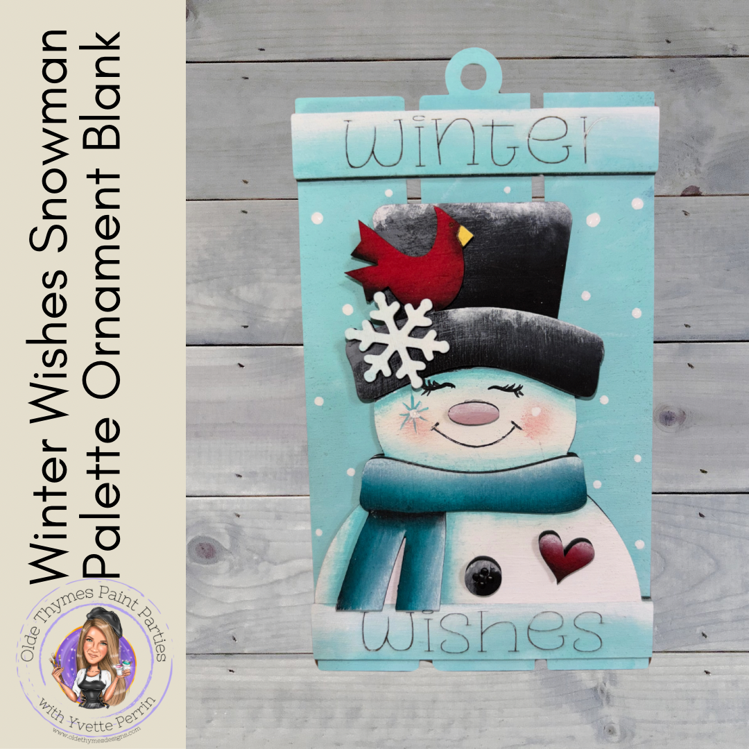 Winter Wishes Snowman Palette Ornament Blank