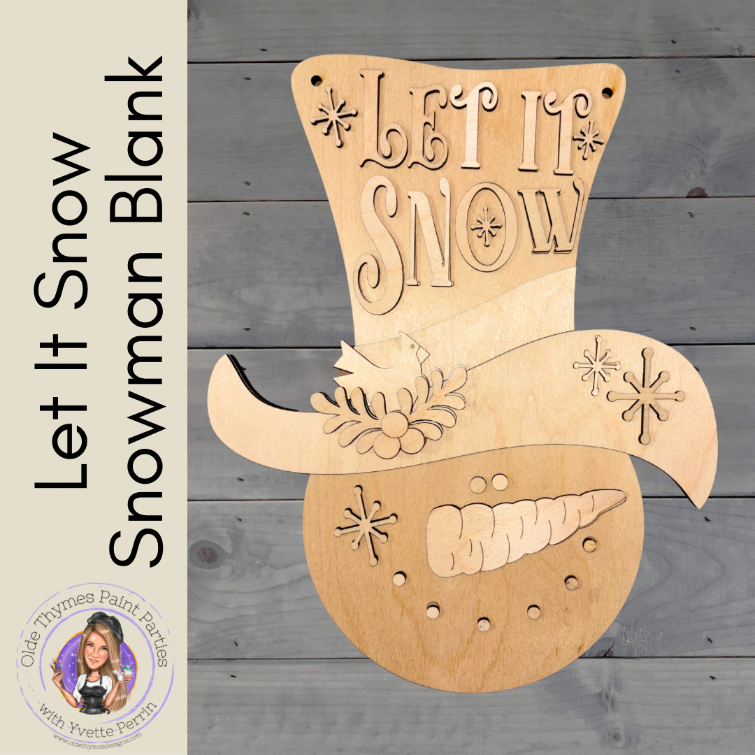 Let It Snow Snowman Head Hanger Blank