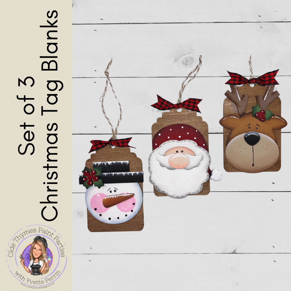 Set of 3 Christmas Tag Blanks OldeThymesPaintParties
