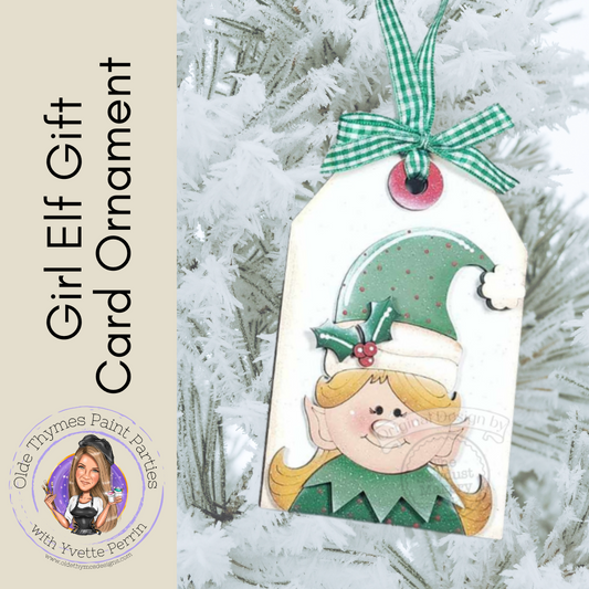 Girl Elf Gift Card Ornament Blank
