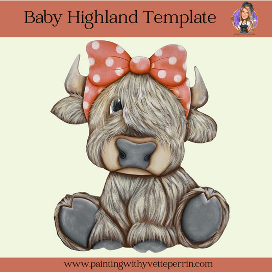 Baby Highland Painting Template-Digital Download