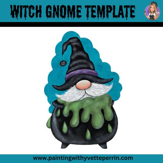 Witch Gnome Painting Template-Digital Download