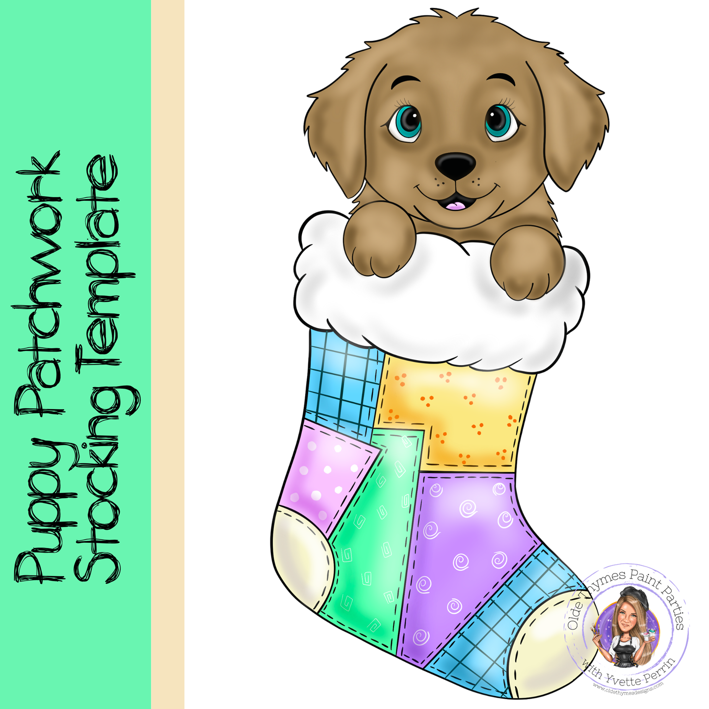 Puppy Patchwork Stocking Template