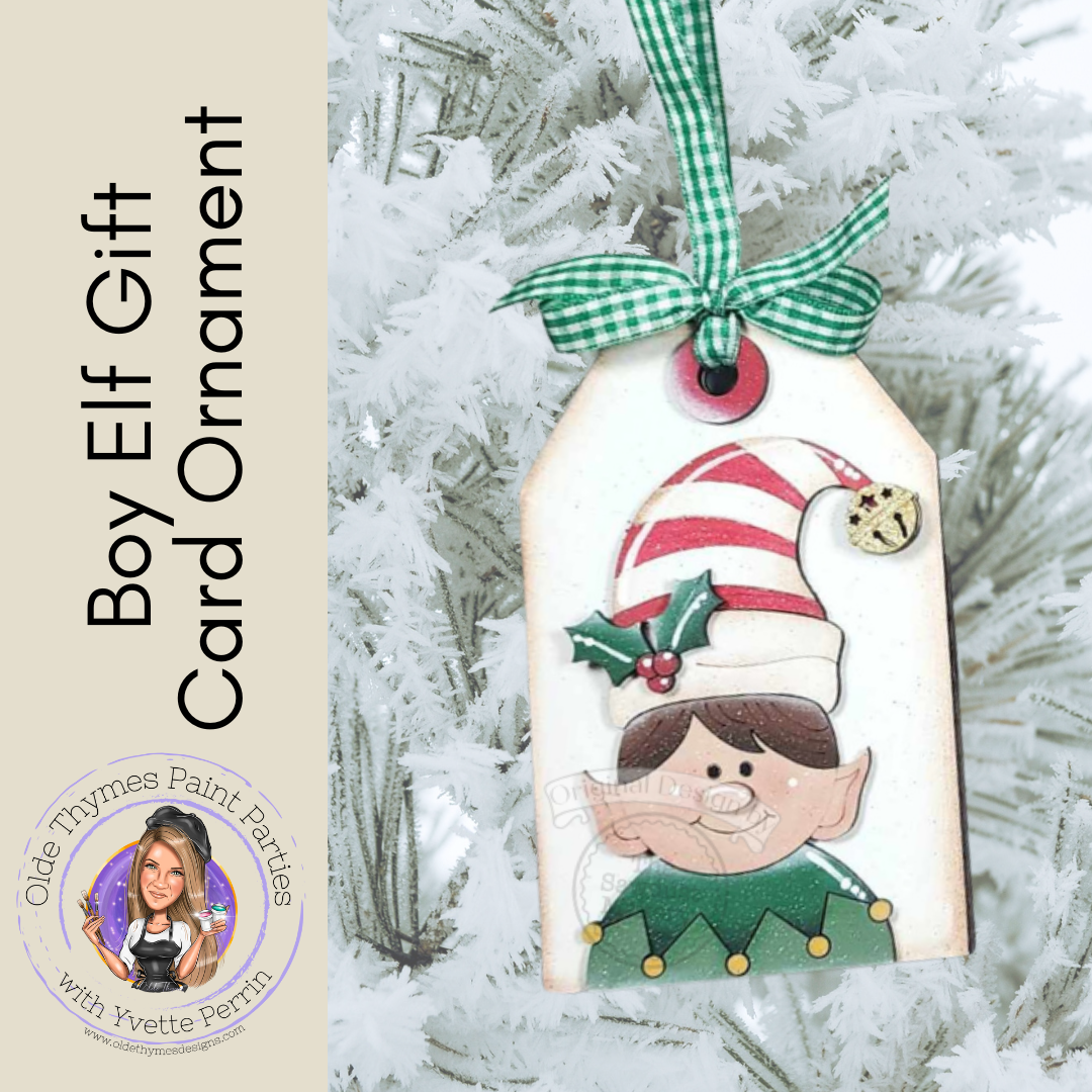 Boy Elf Gift Card Ornament Blank
