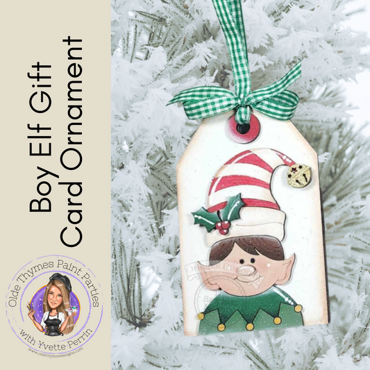 Boy Elf Gift Card Ornament Blank