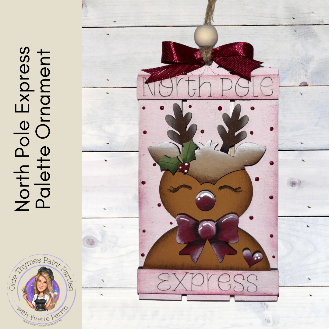 North Pole Reindeer Palette Ornament (Painted)