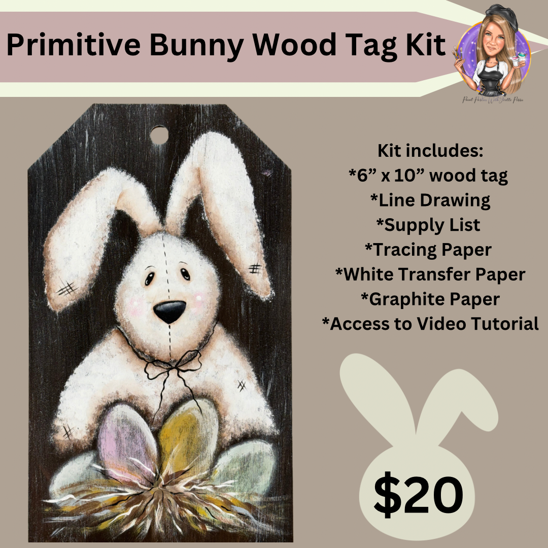 Primitive Bunny Wood Tag Kit