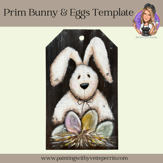 Prim Bunny & Eggs Painting Template-Digital Download