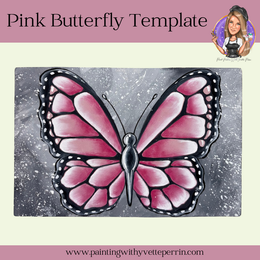 Pink Butterfly Painting Template-Digital Download