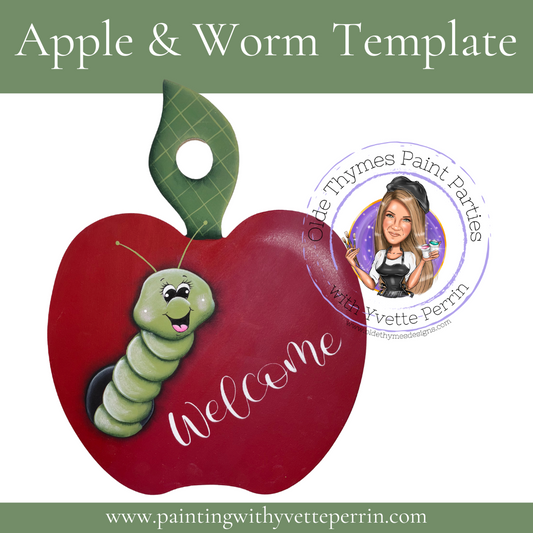 Apple & Worm Painting Template-Digital Download