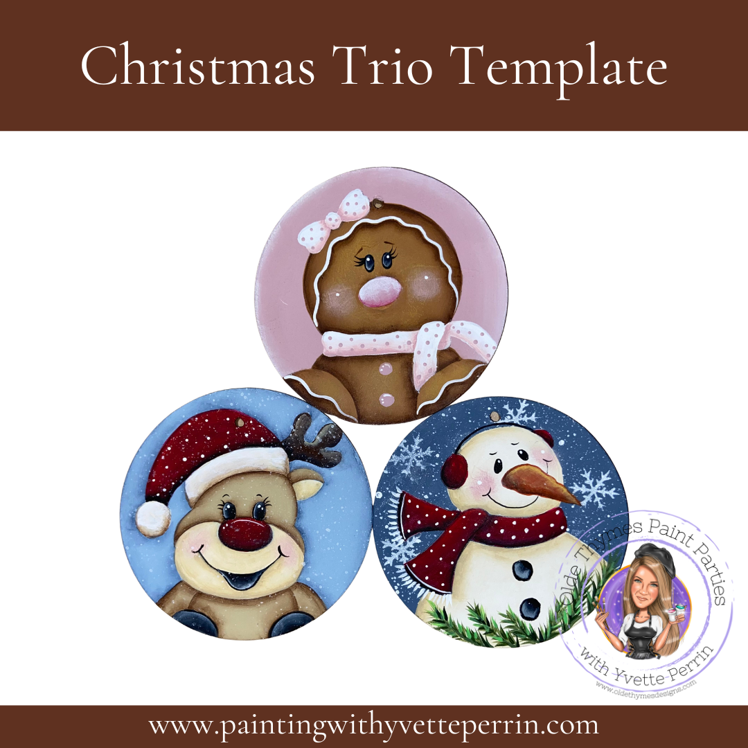 Christmas Trio Ornaments Painting Template-Digital Download