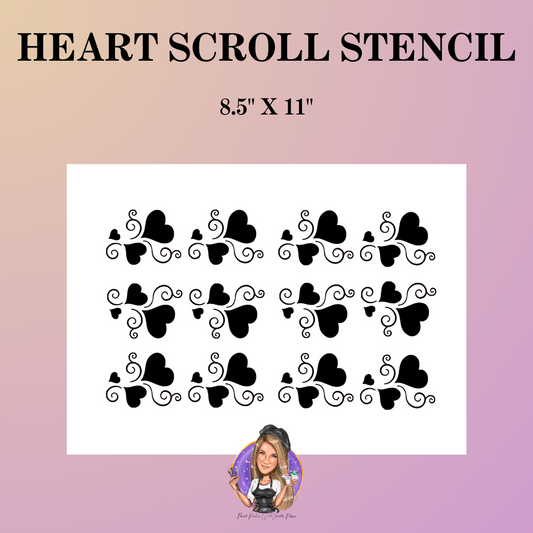 Heart Scroll Stencil